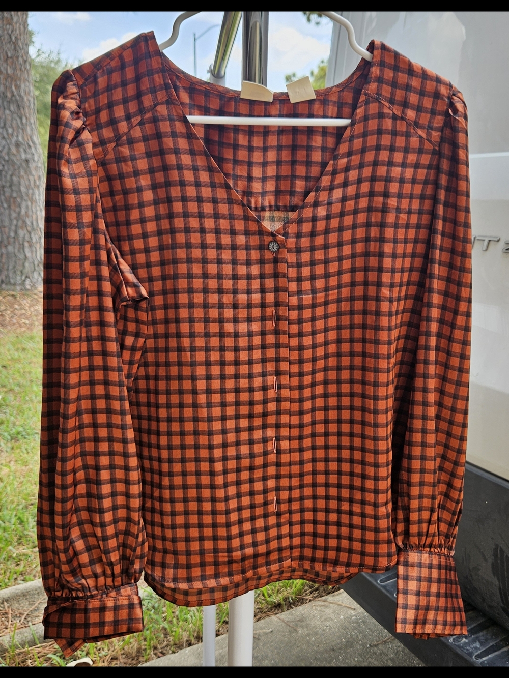 Levi's Orange and Black Plaid Button-Down Shirt
